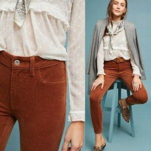 Anthropologie Pilcro Brown Corduroy High Rise Skinny Ankle Jeans Size 26